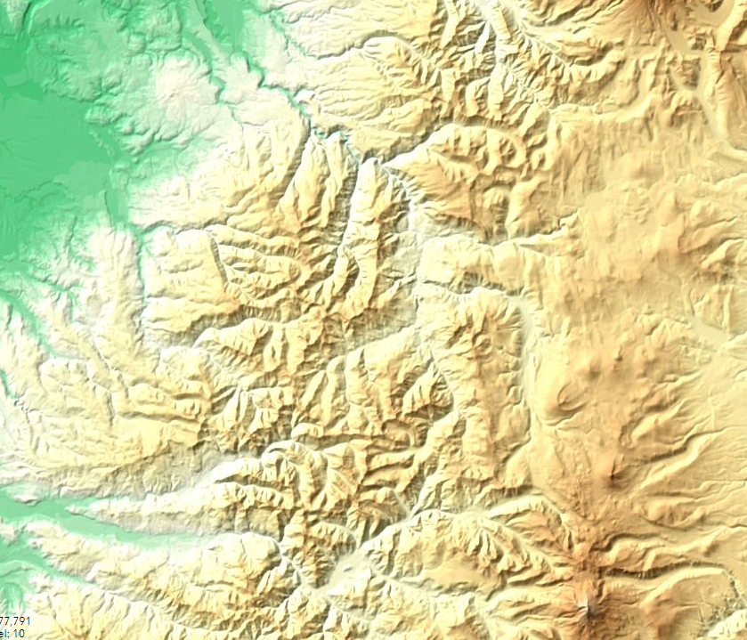 USGS Cascade Range elevations image