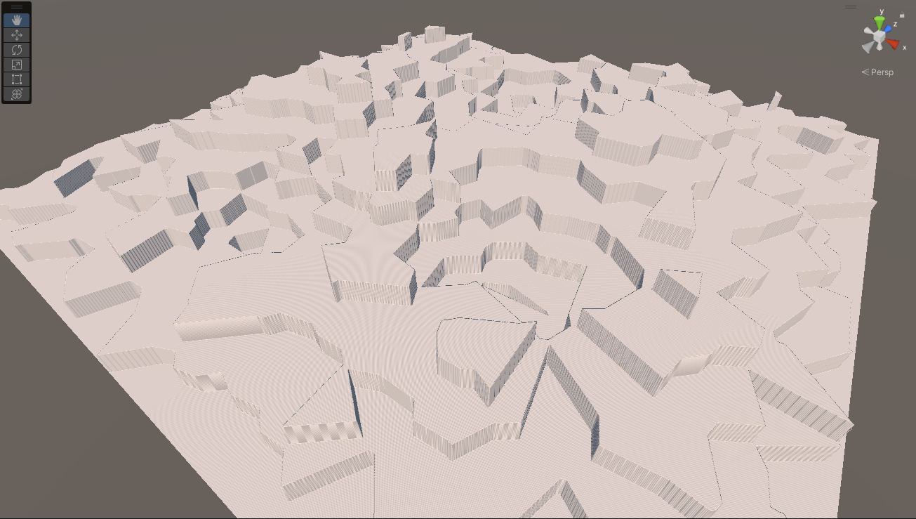 Image of "terraced" height levels in Unity Terrain.