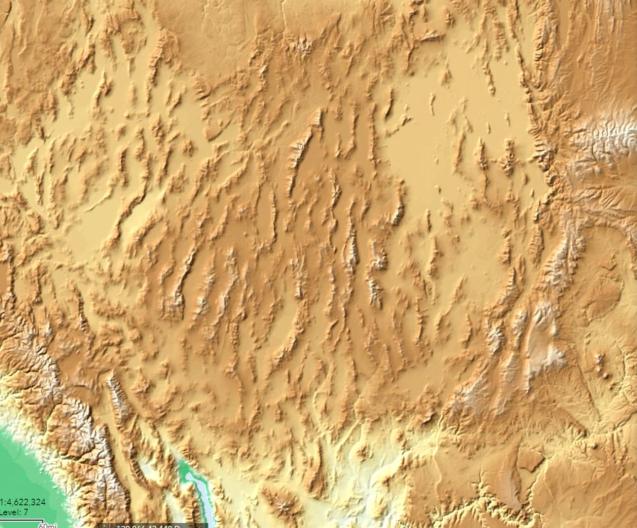 Southwest US Elevation Map